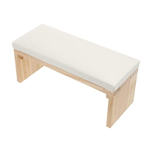 Beaupretty Nail Art Hand Pillow Wood Arm Rest Holder Leather Cushion Pad Silicone Arm Holder Mat for Manicure Care Accessories Beige