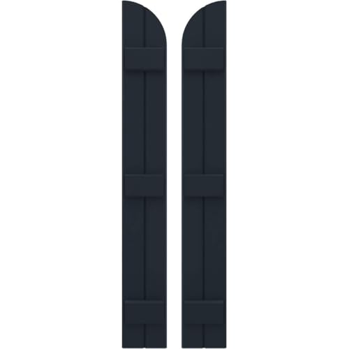 Ekena Millwork ARW401BQ207X58OBH Americraft Two 3 Exterior Real Wood Joined Board-n-Batten Shutters w/Arch Top (Per Pair), 58-in. H, Starless Night Blue