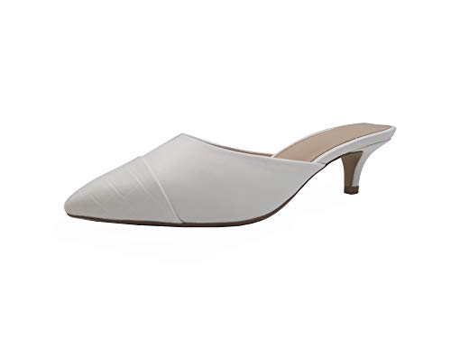 The Drop Women's Paulina Pointed Toe Two-Tone Mule, White, 7 #TOP5