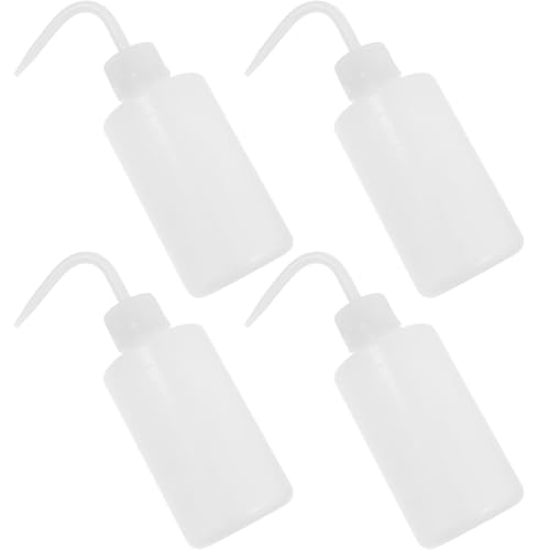 NOLITOY Botellas de Lavado para Laboratorio de 250 Ml, 4 Unidades Blancas Flexibles Boquilla Inclinada, Ideales para Líquidos y Riego Científico Reutilizable