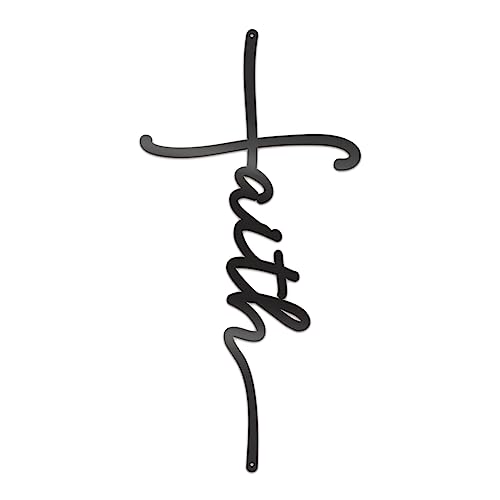 Vivegate Faith Sign Metal Cross Wall Decor, Black...