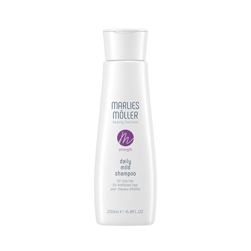 Marlies Möller Strength Daily Mild Shampoo - Feuchtigkeitsspendendes Haarshampoo mit pflanzlichen Extrakten & Proteinen - Milde Haarpflege für kräftiges Haar - Made in Germany - 200 ml