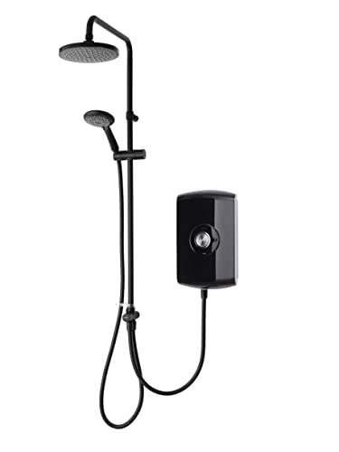 Triton Showers GEAMDU93 Amore DuElec | Shower Electric | 9.5KW | Black Gloss I Electrical Showers | with Showerhead and Anti Twist Hose | Rainfall Shower Head | for Bathrooms