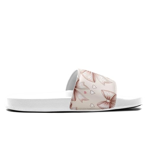 Trendy Preppy Aesthetic Slide Sandals for Women, Comfortable Stylish Bow Print Design Girls Beach Outdoor Slippers3