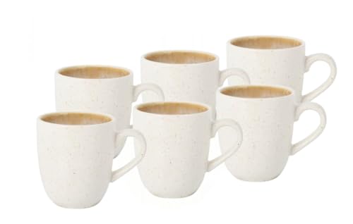 Juego de 6 Tazas de Café Espresso | Tazas de Cerámica con Enamel Mate en Color Crema | Set de Espresso, Cortado, Capuccino, Cafe Latte, Mokka - Para Hogar o Hosteleria (Espresso - 100 ml)