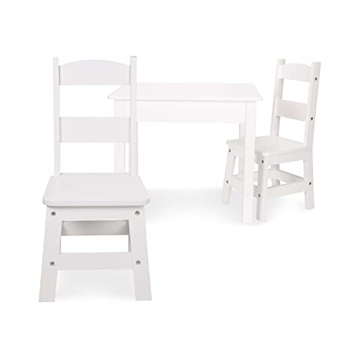 Image of Melissa & Doug Wooden Kids Table & Chairs Set, Montessori, Homeschool Classroom Must Haves, Bedroom Furniture for Boys & Girls 3+