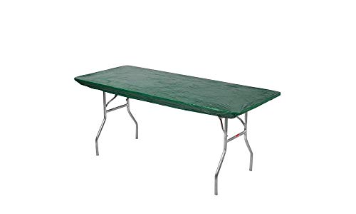 Image of Kwik-Covers 6' Rectangle Plastic Table Covers 30 inch x 72 inch, Bundle of 5 (Hunter Green)