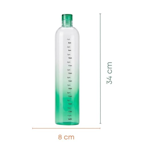 Image of Glass Water Bottle for Adults, Student Direct Drinking Freezer Safe, Leak Proof, Gym Travel On-The-Go Hotel-Style Design Borosilicate Glass Water Bottle With Time Marker (1000ML GREEN)