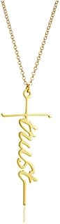 Faith Cross Necklace Hope Believe Pendant Necklace Meaning Jewelry for Women and Girl Message Card Gift