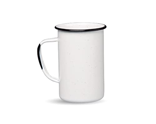 Graniteware – Grand mug en acier émaillé – 620ml - Blanc - Style vintage