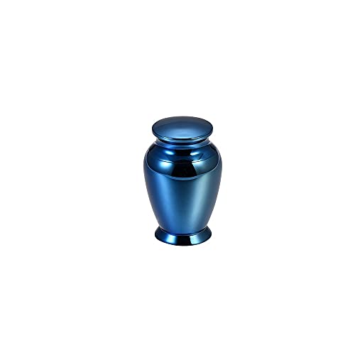Urne en acier inoxydable poli bleu royal pour restes chéris