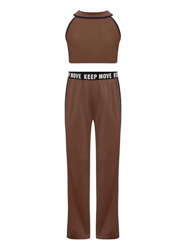 Kids Girls Tracksuits Workout Sports Suit 2 Piece Crop Tank Top And Sweatpants Sets Hip Hop Street Dancewear