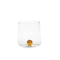 Zafferano glas van borosilicaatglas, handgemaakt, Bilia bol barnsteen, inhoud 44 cl, diameter 88 mm, 6 stuks