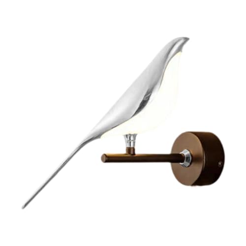 Lámpara de pared LED de pájaro con pantalla acrílica blanca y marco de hierro negro para salón