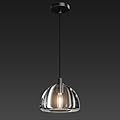 Black Crystal Hemisphere Pendant Light, Kitchen Pendant Lighting Over Island, Farmhouse Pendant Light for Indoor Kitchen Island Dining Room Living Room Bedroom Bathroom, E12 Bulb Included