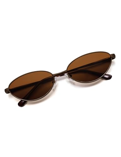 Retro Oval Cat Eye Sunglasses for Women, Vintage Metal Frame with Spring Hinge, Trendy Fashion Glasses AP3730