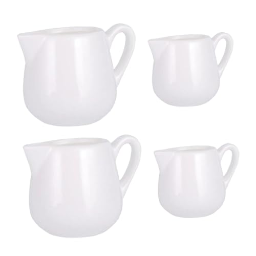 BRIGHTFUFU 4Pcs Ceramic Sauce Holder Handled Syrup Dispenser Creamer Pitcher for Coffee and Sauces for Daily Use and Housewarming
