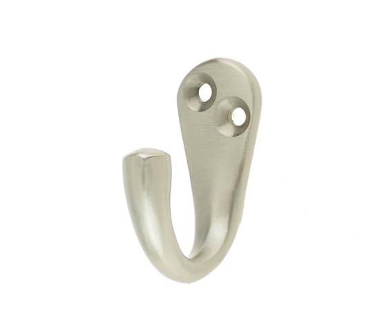 KOOPLES HARDWARE Single Robe Hooks – Wall Mounted Coat & Towel Hook for Bathrooms, Bedrooms & Hallways – Heavy Duty Metal Hook with Fixings Included (Satin Chrome)