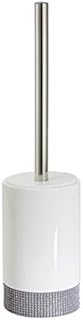 House & Homestyle Glimmer Bathroom Ceramic Toilet Brush and Holder, Chrome, One Size