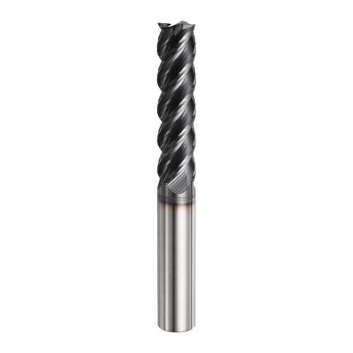 Image of HARFINGTON Carbide Square Nose End Mill Bit 1 /2 inch Cut Dia 4 Flutes TiAlN Coated Milling Cutter for Hardened Steel Metal (1 /2 inch Shank 2 inch Cut Length 4 inch Long 45 Degree HRC49-51)