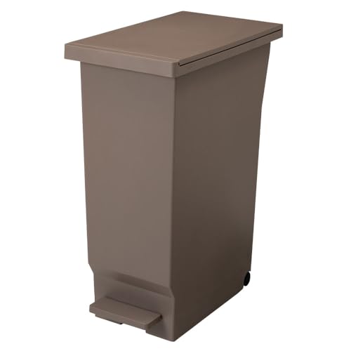 平和工業 フタの開く向きを選べるパッキン付ぺダルペール 45L ゴミ箱 ペダル式 キッチン 45リットル スリム おしゃれ 分別 ダストボックス 臭わない ふた付き 【モノギャラリー限定分別シール付き】 (ミルクティー(ブラウン), 1個)