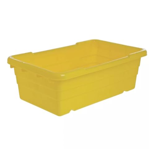 New Plastic Nest and Stack Boxes Meat Lug Storage Food Tote Commericall Processing Tub Bin Rectangle Container Yellow Length 25