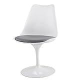 JAXPETY Swivel Tulip Side Chair for Kitchen Dining Room Office Bar w/Cushioned Seat (White and Gray)