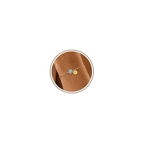 Image of KAERUN Initial Birthstone Gold Bracelets for Women Dainty Flowers Bracelets