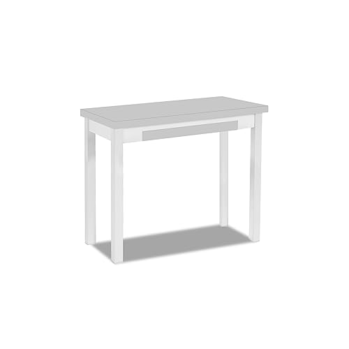 ASTIMESA - Mesa de Cocina Tipo Libro con Cajón - Mesa con Tapa de Madera Laminada en Color Gris - Estructura Madera Laminada Blanca - Mesa Extensible de 80 x 40 cm a 80 x 80 cm