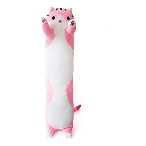 Cute Plush Cat Doll Cat Plush PillowPEDEIECL Doll Toy Soft Cat Stuffed Animals Long Pillow Toy Kitten Body Pillow Gift for Kids and Girlfriend (Pink, 50cm) Cover
