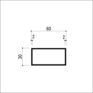 e-kanamono アルミ不等辺角パイプ 2.0x30x60x4000mm(2M+2M) ホワイト ACK-3-3060WH