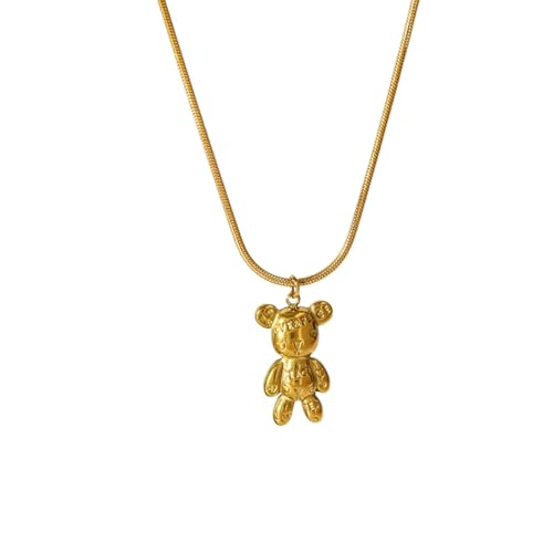 Genérico collar hombre.Collar colgante de oso de letra para mujer, cadena de cuello chapado en oro de moda joyería impermeable