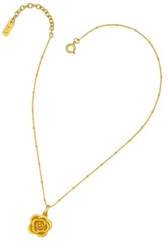 VIVANI WHERE ELEGANCE NEVER FADES Women's Gold Plated Rose Flower Pendant Necklace, Delicate Chain, Fashion Jewelry for Women