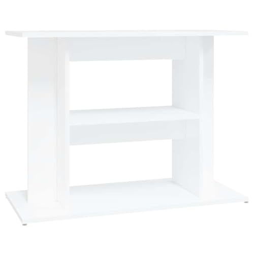 vidaXL Support pour Aquarium, Armoire pour Aquarium à 3 Niveaux, Meuble de Base pour Aquarium avec Rangement Maison, Blanc Bois d'Ingénierie