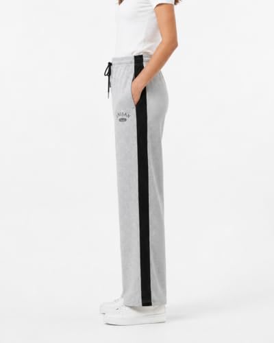 Image of Women's Wide Leg Track Pants | Cotton Blend Relaxed Fit Palazzo Trousers with Elastic Waist & Drawstring | Casual Lounge Wear for Women