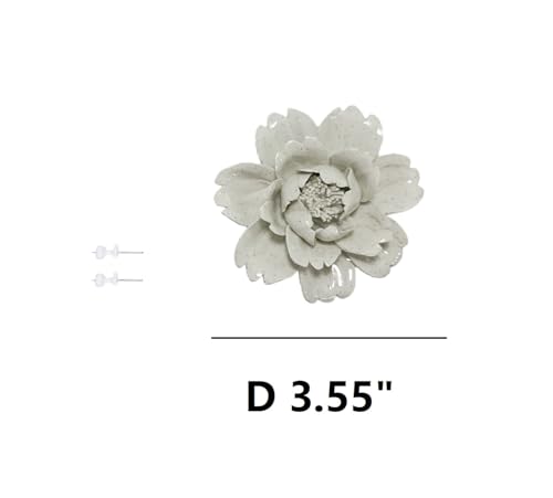 Image of Ceramic Flower Wall Art Decor, Artificial Flower Wall Sculpture,Handmade Ceramic Flowers for Home,Hallway,Living Room, Kitchen,Bathroom (Peony,Spotted Color, 3.55 inch)