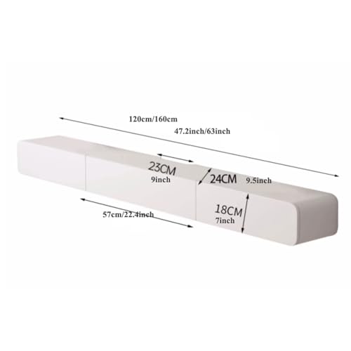 YYYMLL 47''/63'' Floating Stand Wall Mounted Media Console Shelf Under for Hiding Audio Video Cable Box, for Bedroom Living Room, 160x24x18cm