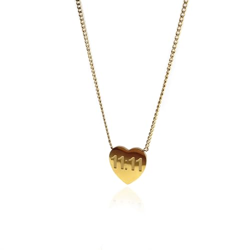 Angel Number Heart Charm Necklace, 11;11 1111 222 333 444 777 888 Spiritual Lucky Necklace for Women3