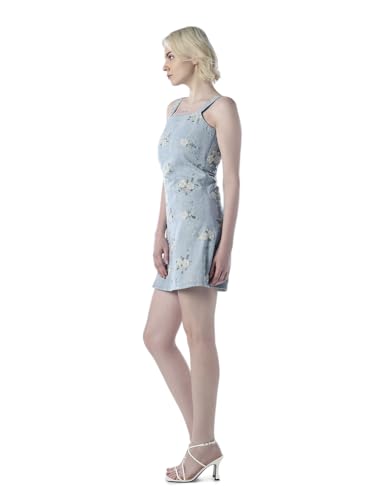 Image of ONLY Women Embroidered Embellished Denim Mini Dress