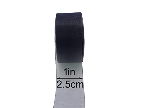 Organza Ribbon 1 Inch 50 Yards Shimmer Sheer Ribbon for Gift Wrapping Decoration Crafts DIY (1 Inch, 625059 Grey) - Image 2