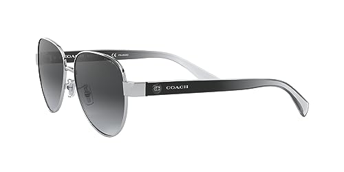 Coach HC7111 Sunglasses, Silver/Dark Grey Gradient Polarized, 57 mm3