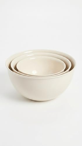 Nesting Mixing Bowls Set Cream 3-Piece Reusable Plastic Space Saving Food Safe Kitchen Baking Prep Bowls