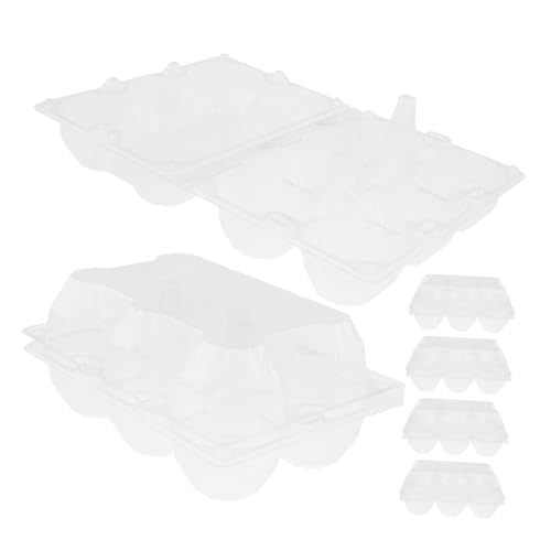 HOUDERCO 6pcs Clear Egg Holders Transparent Slot Egg Organizer for Refrigerator Storage Reusable Protective Containers for Packing and Transport
