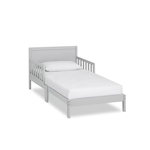 Dream On Me Brookside Toddler Bed In Pebble Grey, Greenguard Gold /JPMA Certified, Low To Floor Design, Non-Toxic Finish, Safety Rails, Made Of Pinewood