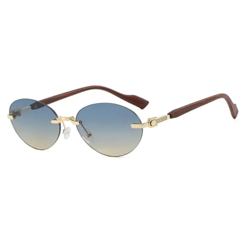 Lunettes de soleil ovales de luxe sans monture verres dégradés mode unisexe UV400