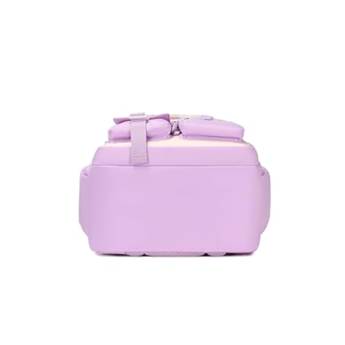 Image of MATMO Multi-Pocket Girls Boys School Backpack Kids Student Bookbag Travel Daypack (Purple with White)