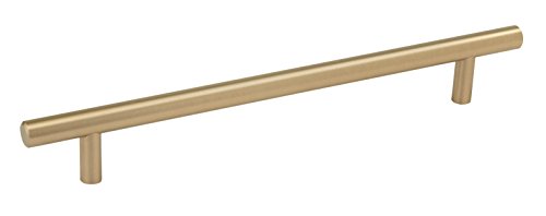 Image of Amerock 7-9 /16 inch Bar Pulls Golden Champagne Drawer Pull | 7-9 /16 inch (192mm) Center-to-Center Mounting Distance and 9-15 /16 inch Overall Length, Durable Carbon Steel Cabinet Hardware