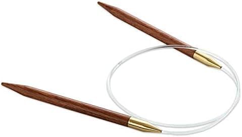 Miniatura 3 de Juego de agujas de tejer circulares de madera de 32 pulgadas de largo, aguja de tejer cíclica de palisandro y latón para tejer a mano y hilo grueso