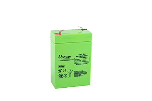 U Power Batería AGM 6V 2.8Ah – Sellada Recargable Plomo Ácido VRLA – para Alarmas, SAI/UPS, Seguridad, Juguetes Eléctricos y Más – Terminal Faston F1 (4.8 mm)
