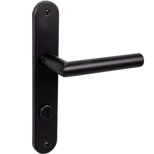 Gedotec Manilla de puerta de habitación con placa larga, herraje vintage antiguo – CHAPO-L | WC – WC – Picaporte de puerta para puertas interiores | 1 par